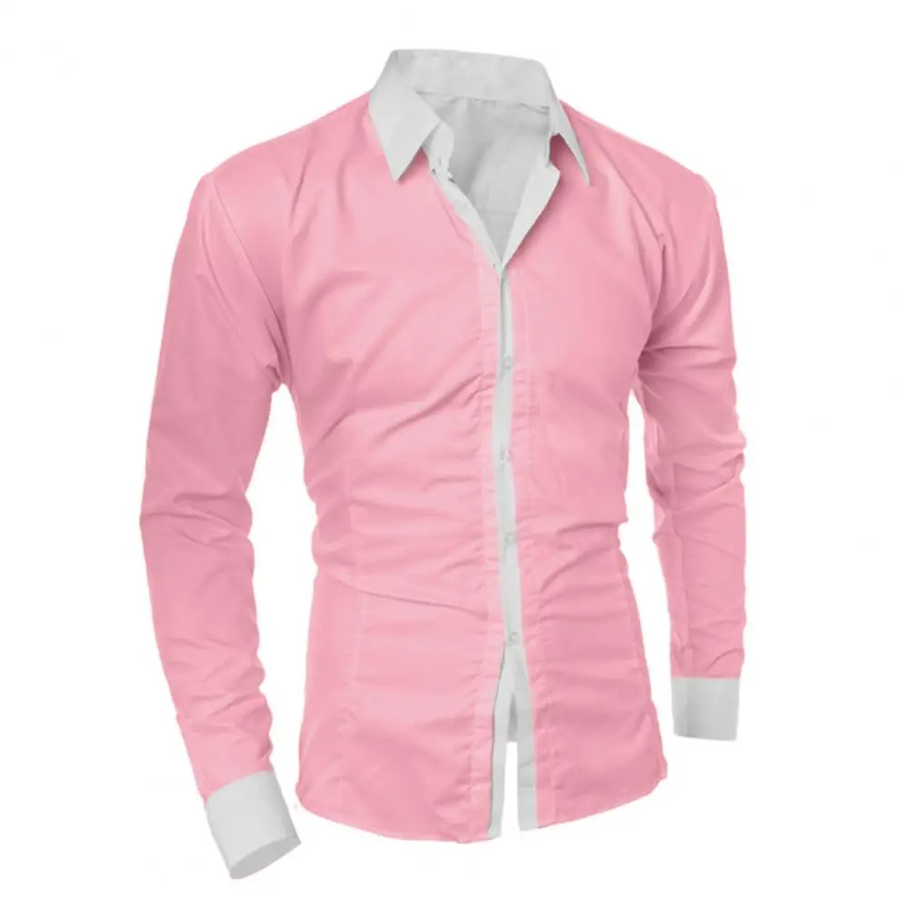 Fall Spring Men Formal Shirt Turn-down Collar Single-breasted Contrast Color Slim Fit Button Cardigan Mid Length Business Top
Fall Spring Men Formal Shirt Turn-down Collar Single-breasted Contrast Color Slim Fit Button Cardigan Mid Length Business Top