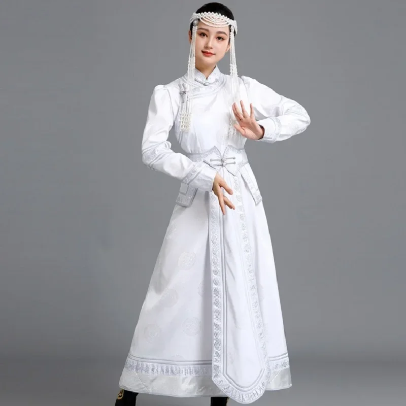Brand Mongolia Women's Long White Dress Mongolian Trend Dance Performance Robe Festival Holiday Welcome Clothing
Brand Mongolia Women's Long White Dress Mongolian Trend Dance Performance Robe Festival Holiday Welcome Clothing