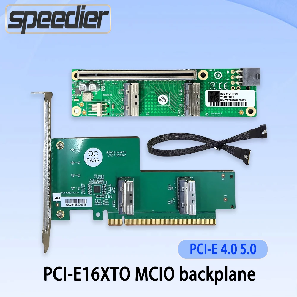 MCIO Split Card PCIe 4.0 5.0 16x To SlimSAS SFF-8654 Baseplate Single Slot GPU Graphics Card, External, Expansion Adapter Cable
MCIO Split Card PCIe 4.0 5.0 16x To SlimSAS SFF-8654 Baseplate Single Slot GPU Graphics Card, External, Expansion Adapter Cable