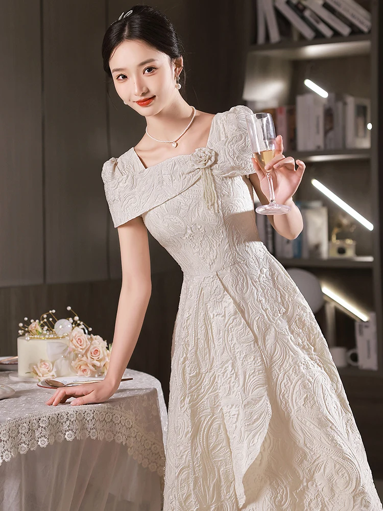 Ele White Evening Gown for Women Host Registration Adult Ceremony ort Sve Long Dr Korean Sle mid Waist
Ele White Evening Gown for Women Host Registration Adult Ceremony ort Sve Long Dr Korean Sle mid Waist