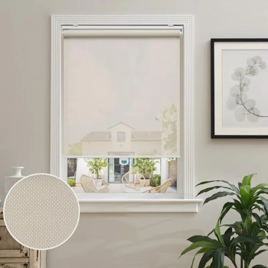 Cordless Roller Shades for Windows Light Filtering Shades with 5% Openness Solar Screen Semi Sheer Roller Blinds UV Protection
Cordless Roller Shades for Windows Light Filtering Shades with 5% Openness Solar Screen Semi Sheer Roller Blinds UV Protection