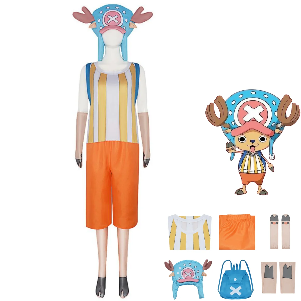 Anime Tony Tony Chopper Cosplay Costume Thousand Sunny Plush Hat Stripe Uniform Knapsack Man Woman Cute Christmas Suit
Anime Tony Tony Chopper Cosplay Costume Thousand Sunny Plush Hat Stripe Uniform Knapsack Man Woman Cute Christmas Suit
