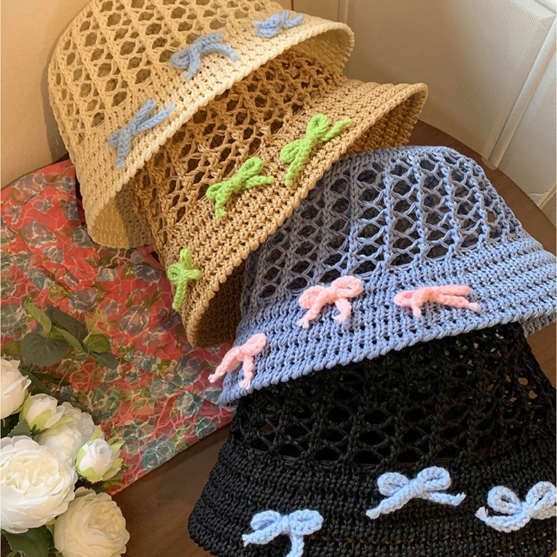 Women's Bucket Hats Bow Fashionable Sweet Versatile Breathable Bucket Hats Hollowed Out Vacation Beach Sun Protection Sun Hats
Women's Bucket Hats Bow Fashionable Sweet Versatile Breathable Bucket Hats Hollowed Out Vacation Beach Sun Protection Sun Hats