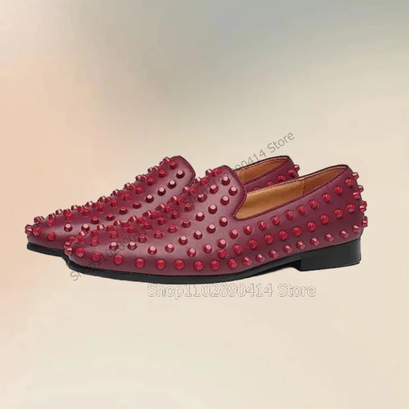Red Black Blue Rivets Decor Low Top Loafers Fashion Slip On Men Shoes Luxury Handmade Party Feast Banquet Office Men Dress Shoes
Red Black Blue Rivets Decor Low Top Loafers Fashion Slip On Men Shoes Luxury Handmade Party Feast Banquet Office Men Dress Shoes