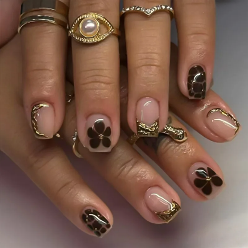 24PCS Short Square False Nails with Glue Irregular Golden French Press on Nails Full Cover Simple Flower Patterns Fake Nail Tips
24PCS Short Square False Nails with Glue Irregular Golden French Press on Nails Full Cover Simple Flower Patterns Fake Nail Tips