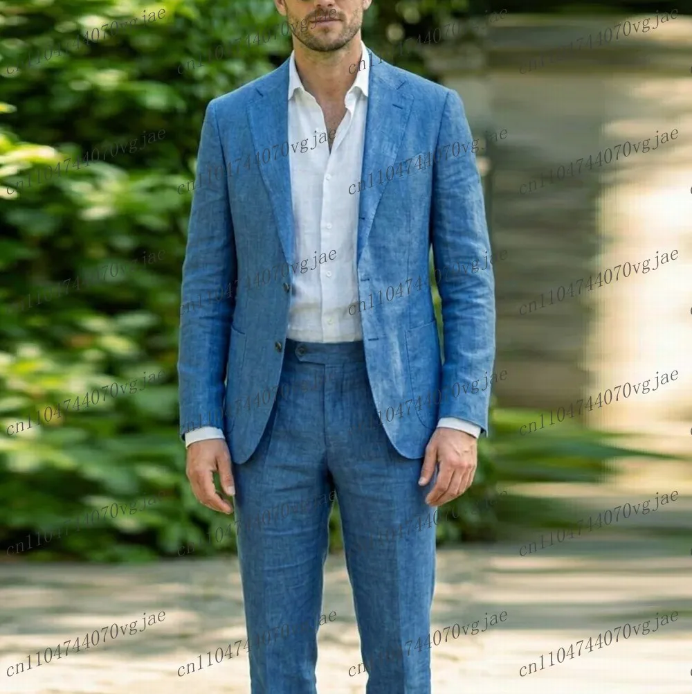 New Breathable Linen Summer Blue Men Suit Formal Wedding Party Groom Business Male Tuxedos 2 Piece Set Jacket Pants
New Breathable Linen Summer Blue Men Suit Formal Wedding Party Groom Business Male Tuxedos 2 Piece Set Jacket Pants