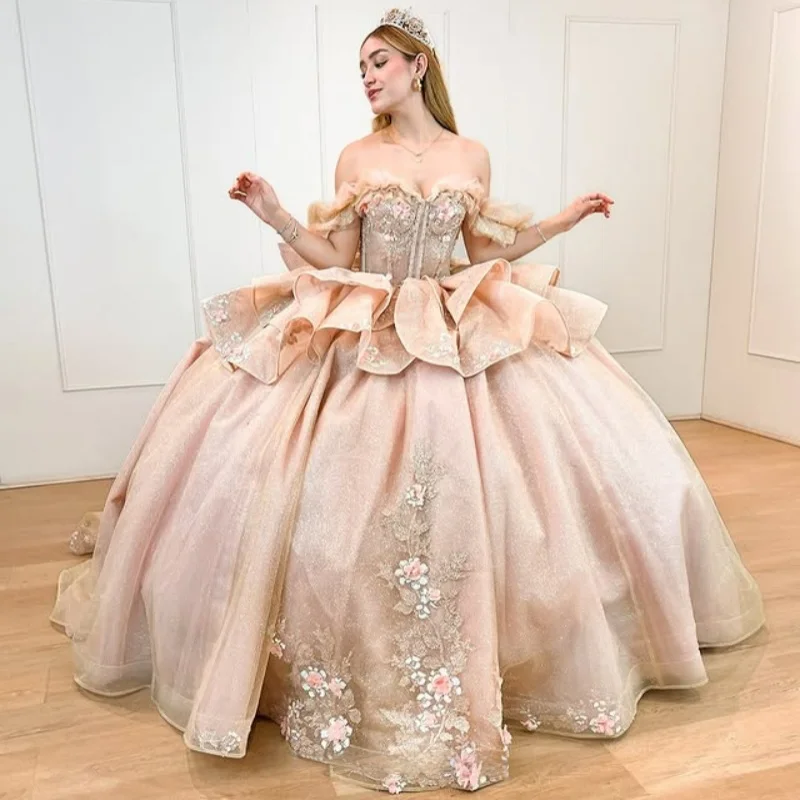 champagne off the shoulder Quinceanera Dress applique layering 3D flower layering Bow vestidos de 15 Quinceanera Customized
champagne off the shoulder Quinceanera Dress applique layering 3D flower layering Bow vestidos de 15 Quinceanera Customized