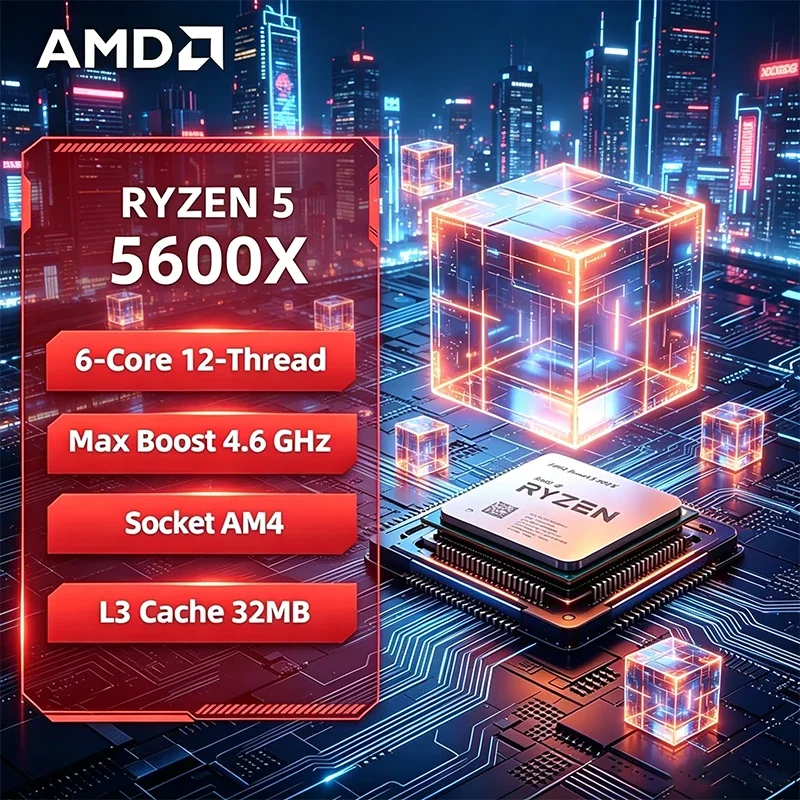 AMD Ryzen 5 5600X Processor 6-Core 12-Thread 3.7GHz Base 4.6GHz Max Boost, AM4 Socket 32MB L3 Cache Unlocked Desktop CPU
AMD Ryzen 5 5600X Processor 6-Core 12-Thread 3.7GHz Base 4.6GHz Max Boost, AM4 Socket 32MB L3 Cache Unlocked Desktop CPU
