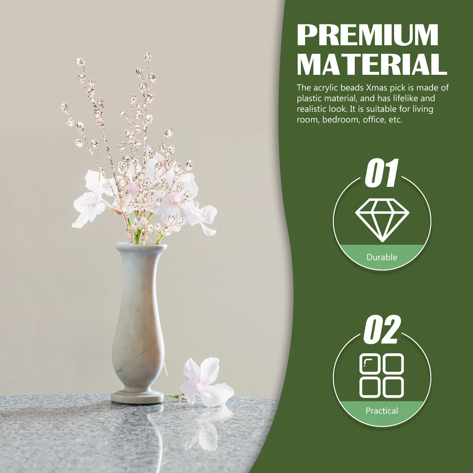 2pcs Acrylic Beads Christmas Stems Floral Picks Artificial Berry Branches Vase Decor Fake Xmas Plants Simulation Stem Craft Tree
2pcs Acrylic Beads Christmas Stems Floral Picks Artificial Berry Branches Vase Decor Fake Xmas Plants Simulation Stem Craft Tree