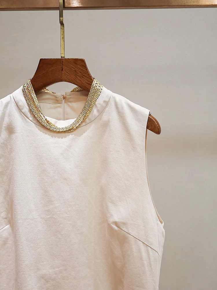 women's Solid Color Vest Chain Round Neck Loose Sleeveless Vest Summer New
women's Solid Color Vest Chain Round Neck Loose Sleeveless Vest Summer New
