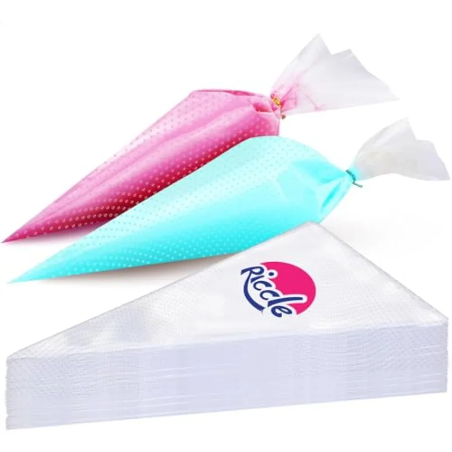 Riccle Disposable Piping Bags - 100 Textured Anti Burst Pastry Bags - Icing Piping Bags for Frosting - Ideal for Cakes and Cook
Riccle Disposable Piping Bags - 100 Textured Anti Burst Pastry Bags - Icing Piping Bags for Frosting - Ideal for Cakes and Cook