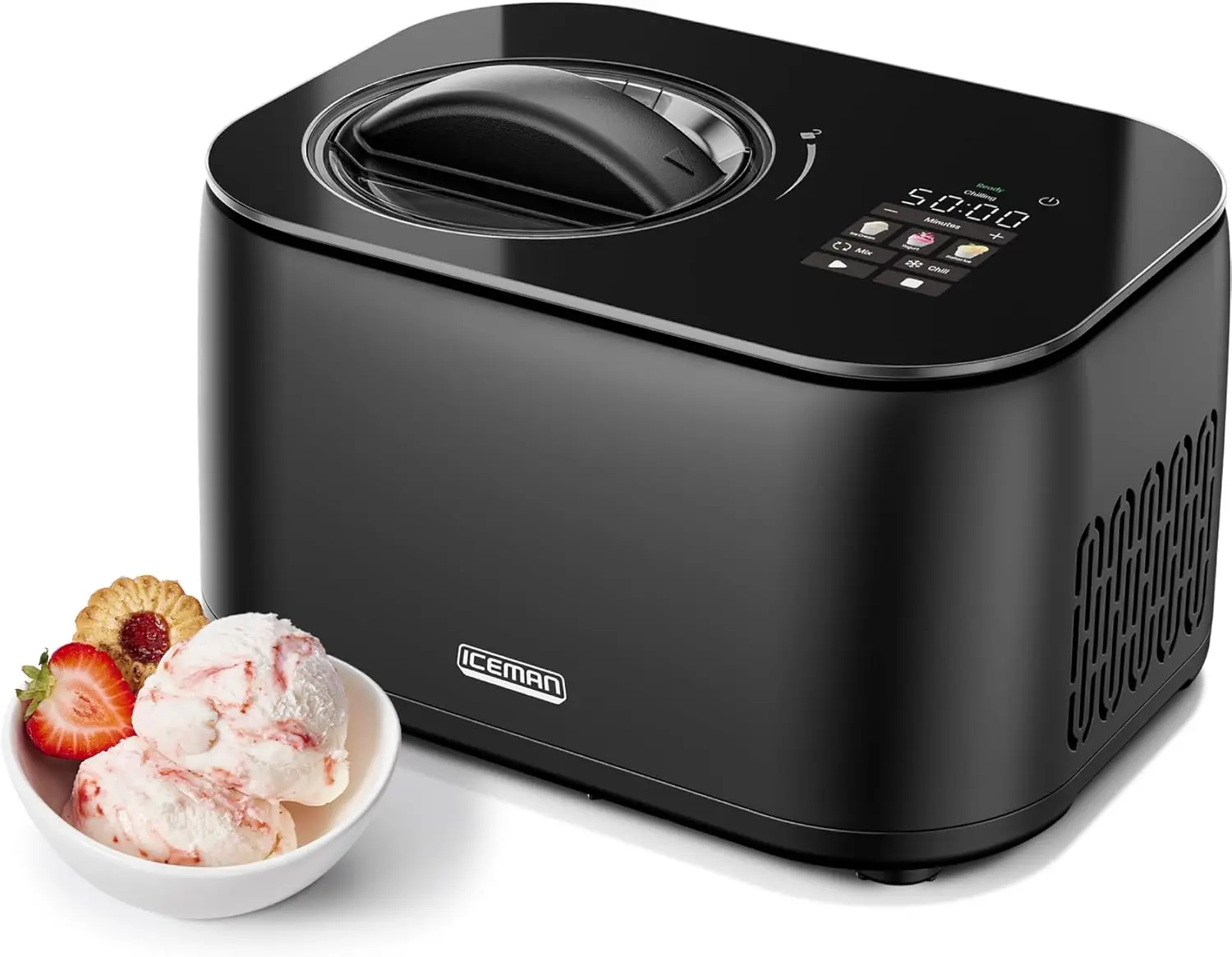 No Pre-Freeze Ice Cream Maker with Built-In Compressor, Makes Ice Cream, Froyo, Sorbet, Digital Display & 3 Presets
No Pre-Freeze Ice Cream Maker with Built-In Compressor, Makes Ice Cream, Froyo, Sorbet, Digital Display & 3 Presets