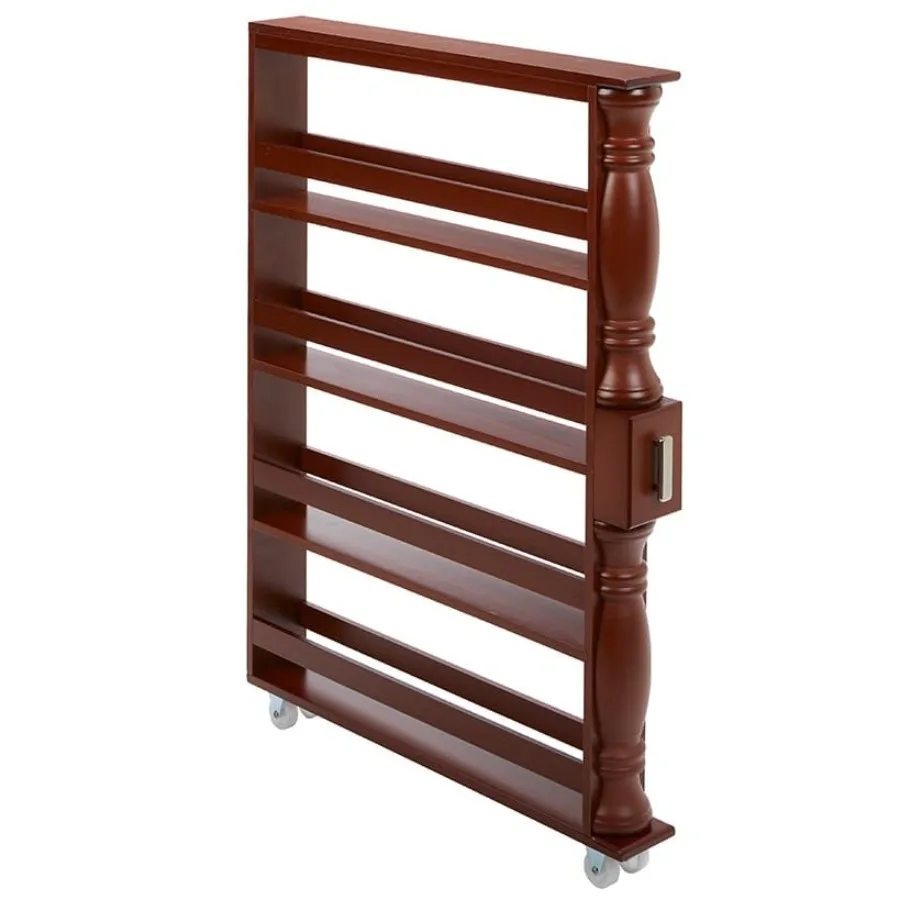 Slim Rolling Can and Spice Racks for Kitchen Use - Walnut Wood, Natural Brown, Space-Saving Rolling Design
Slim Rolling Can and Spice Racks for Kitchen Use - Walnut Wood, Natural Brown, Space-Saving Rolling Design