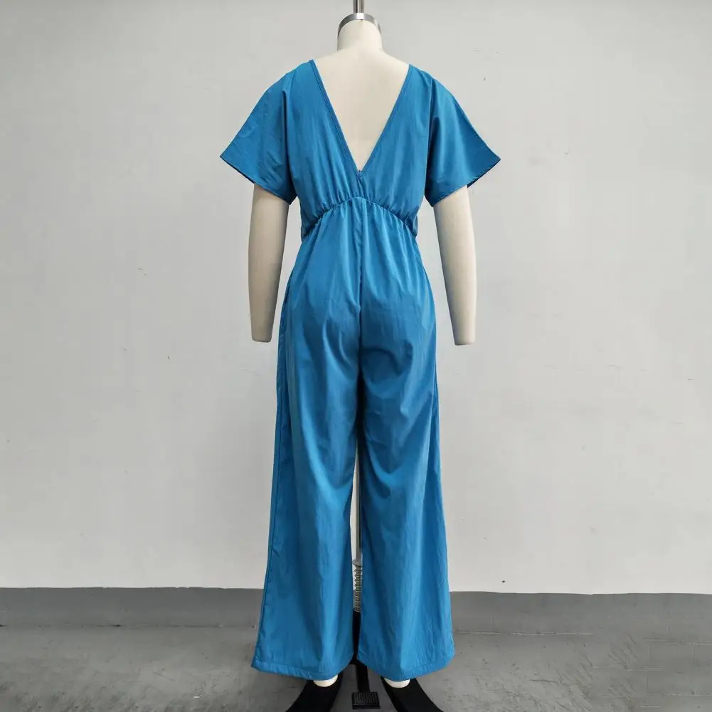 Summer Vintage Jumpsuits Women Short Sleeve V Neck Loose Playsuit Overalls Romper Solid Elegant Pocket One Piece With Pockets
Summer Vintage Jumpsuits Women Short Sleeve V Neck Loose Playsuit Overalls Romper Solid Elegant Pocket One Piece With Pockets