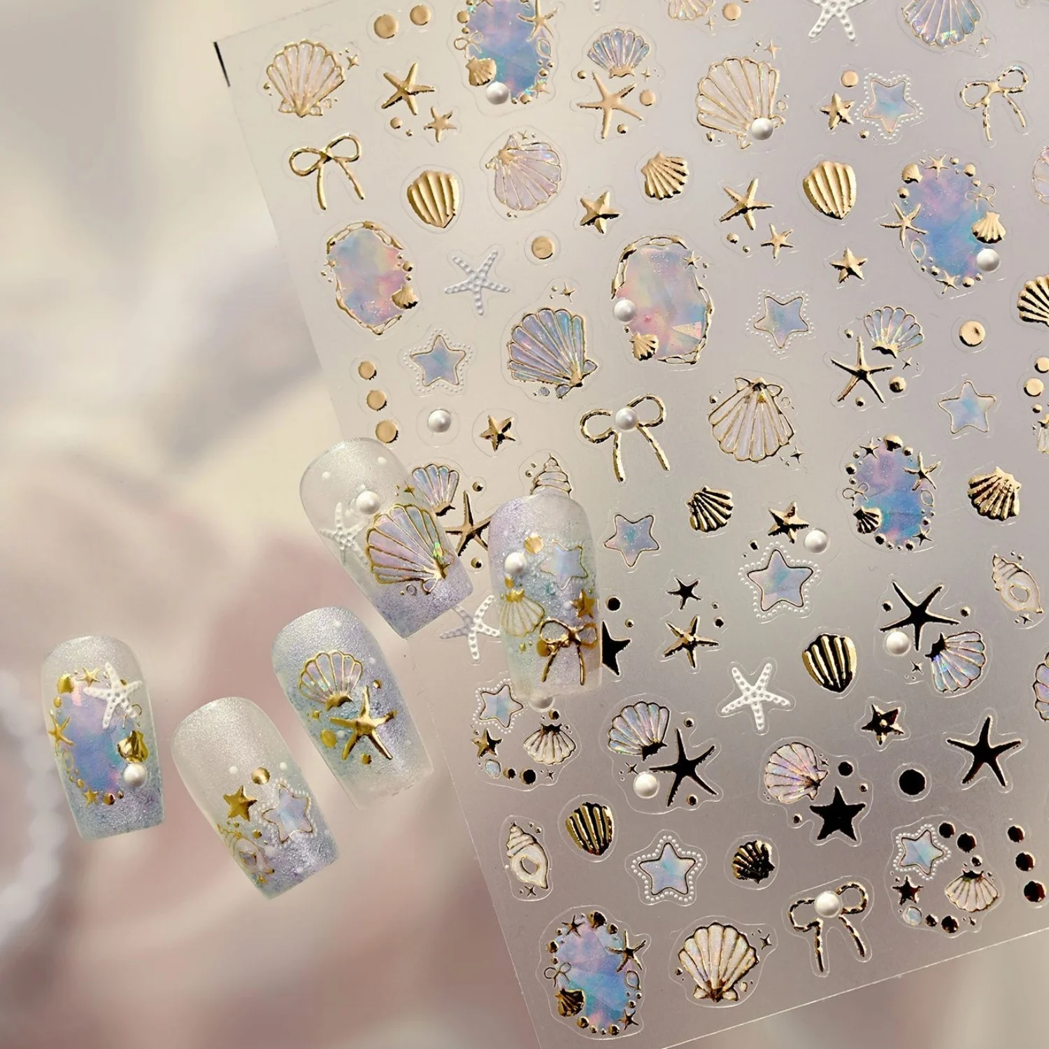 Gold Hot Stamp Shell Pearl Nail Art Stickers 5D Summer Beach Starfish Aurora Bow Line Self Adhesive Manicure Decals for Women
Gold Hot Stamp Shell Pearl Nail Art Stickers 5D Summer Beach Starfish Aurora Bow Line Self Adhesive Manicure Decals for Women