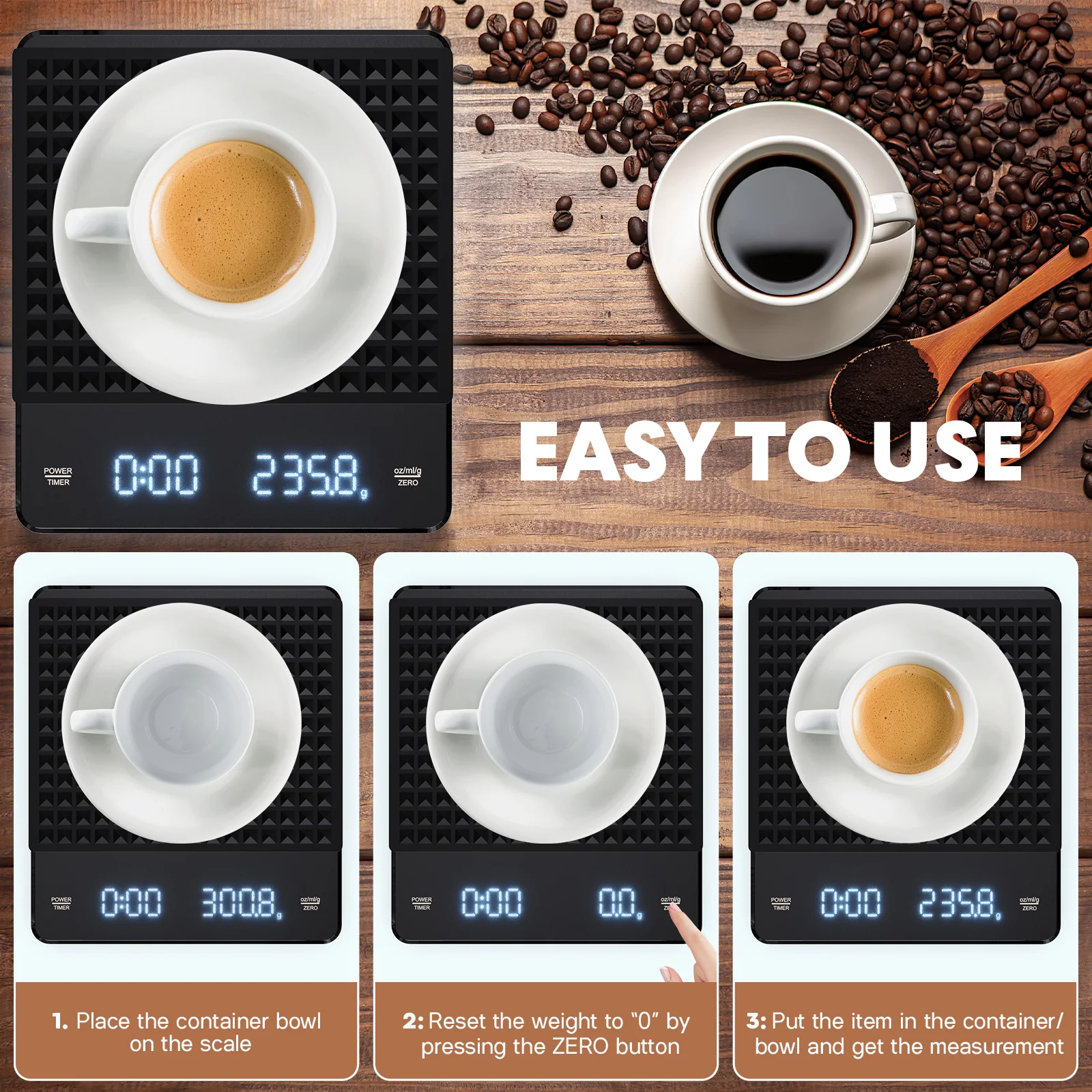 Digital Espresso With Timer 5Kg 0.1G High Precision Kitchen Scale For Brewing Water Measurement Grams Ounces Liters
Digital Espresso With Timer 5Kg 0.1G High Precision Kitchen Scale For Brewing Water Measurement Grams Ounces Liters