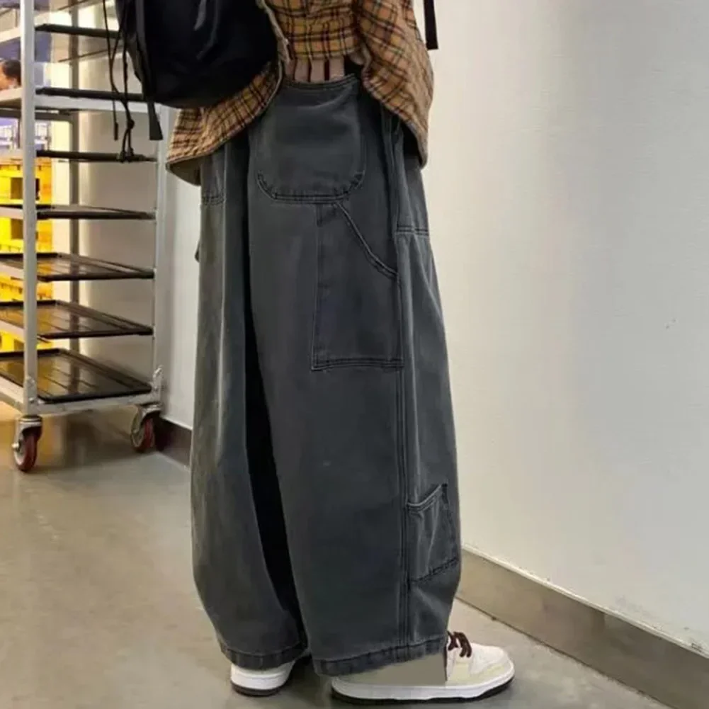 Mens Pants Regular Streetwear Non Stretch 1 Pc Black Cotton Blend Loose Wide Leg Cargo Pants Multi-pocket Jeans
Mens Pants Regular Streetwear Non Stretch 1 Pc Black Cotton Blend Loose Wide Leg Cargo Pants Multi-pocket Jeans