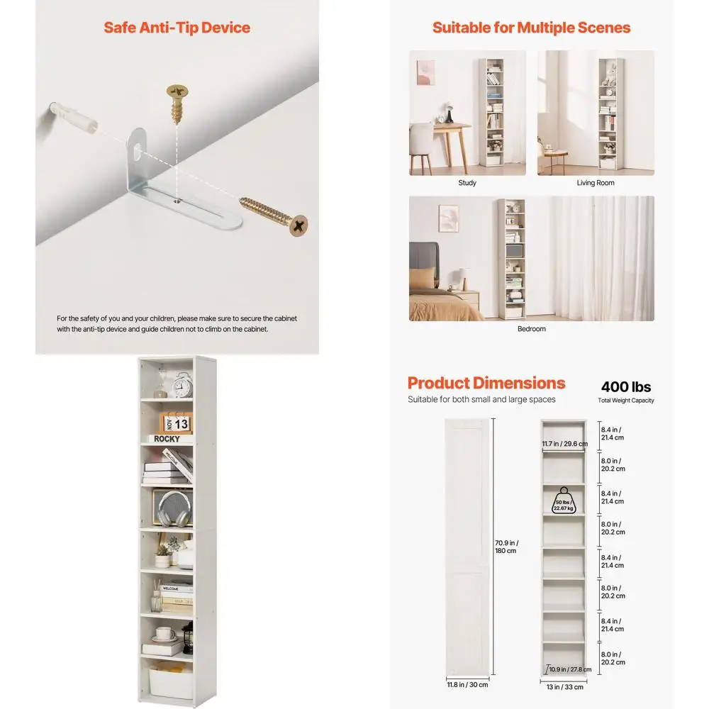 Высокий 8-ярусный открытый книжный шкаф VEVOR 71 дюйм, с регулируемыми полками, белый деревянный стеллаж для дома и офиса
Высокий 8-ярусный открытый книжный шкаф VEVOR 71 дюйм, с регулируемыми полками, белый деревянный стеллаж для дома и офиса