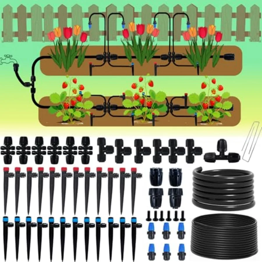 250ft Drip Irrigation Kit Quick-Connect Plant Watering System for Greenhouse Automatic Sprinkler System for Yard Garden Waterin
250ft Drip Irrigation Kit Quick-Connect Plant Watering System for Greenhouse Automatic Sprinkler System for Yard Garden Waterin