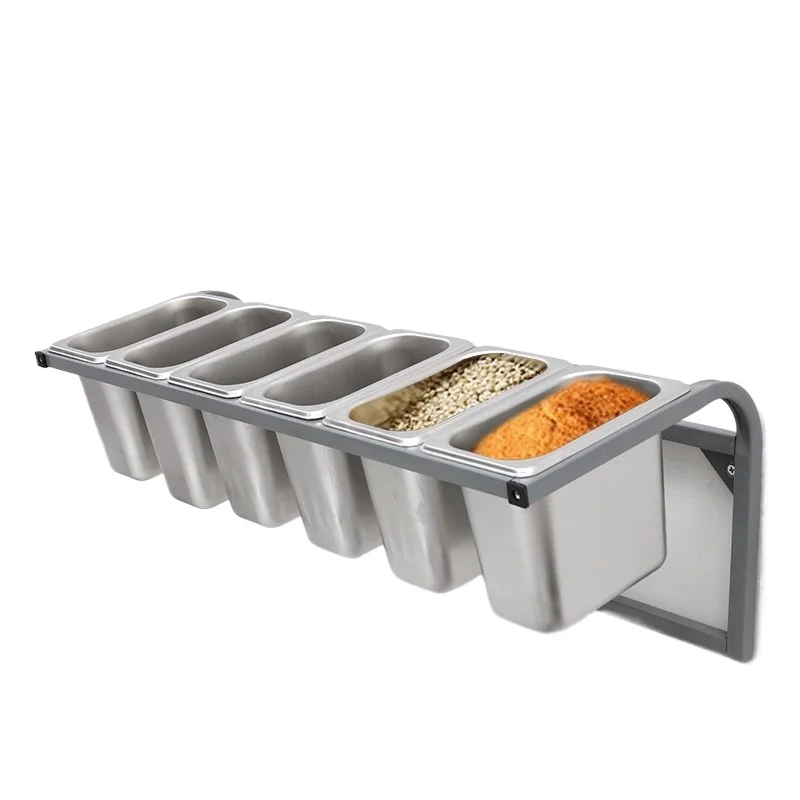 Wall-mounted spice rack stainless steel single row
Wall-mounted spice rack stainless steel single row
