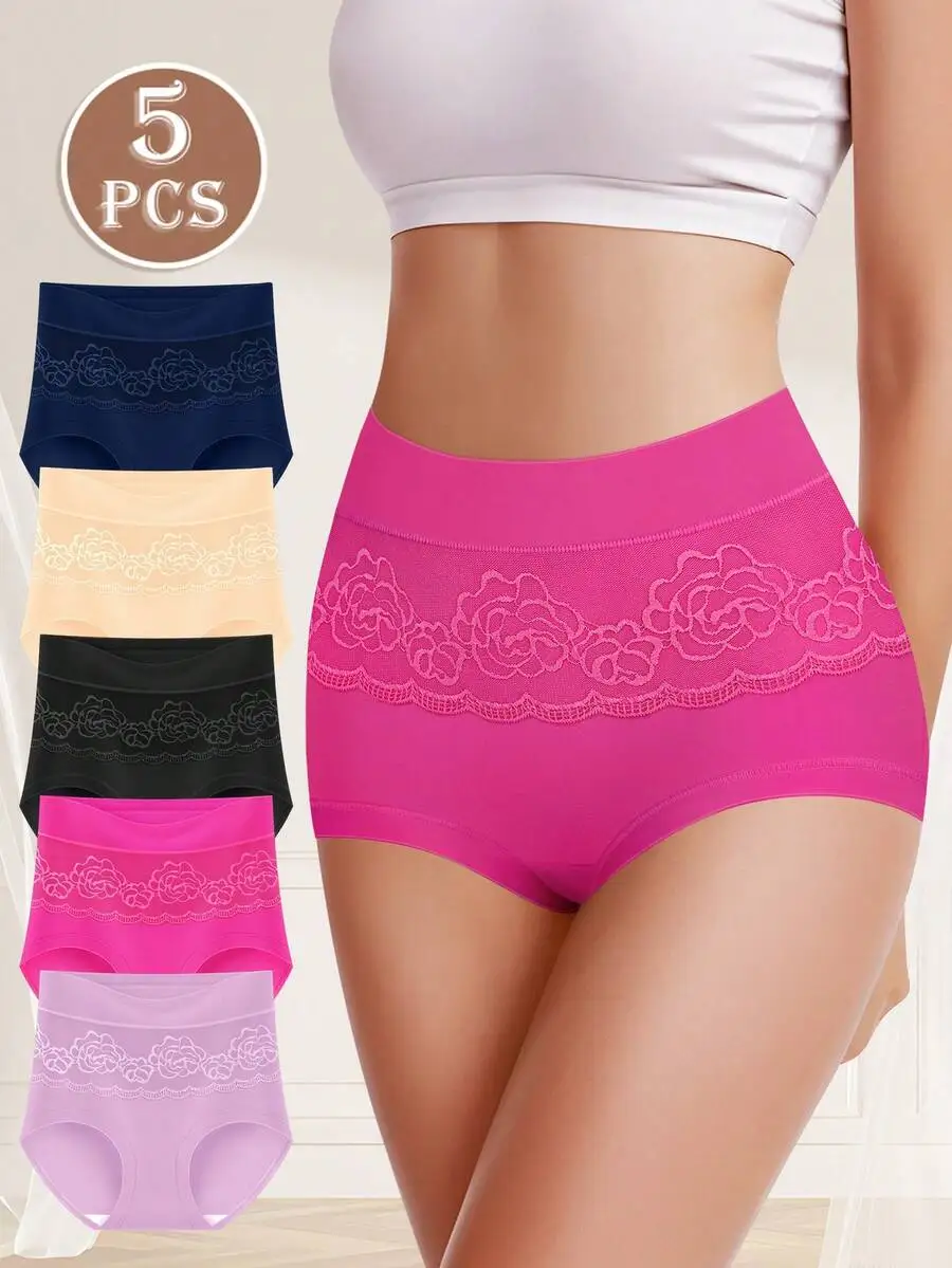 5 Pcs High Waist Womens Panties With Floral Lace Mesh Design Breathable Comfortable
5 Pcs High Waist Womens Panties With Floral Lace Mesh Design Breathable Comfortable