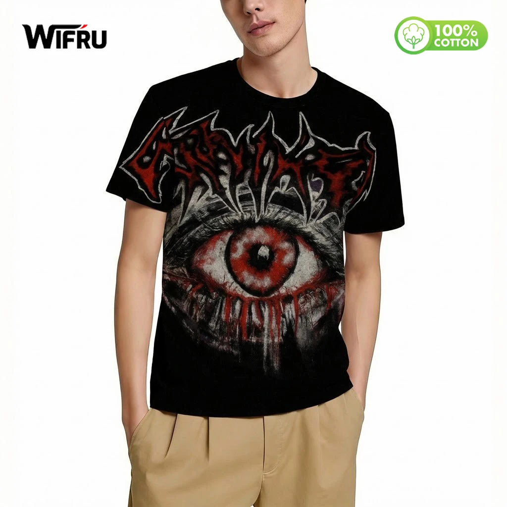 Street Dark Death Metal Style Print T-Shirt Men's Gothic Vintage Eye Graphic Tees WIFRU Unisex Healthy Pure Natural Cotton Tops
Street Dark Death Metal Style Print T-Shirt Men's Gothic Vintage Eye Graphic Tees WIFRU Unisex Healthy Pure Natural Cotton Tops