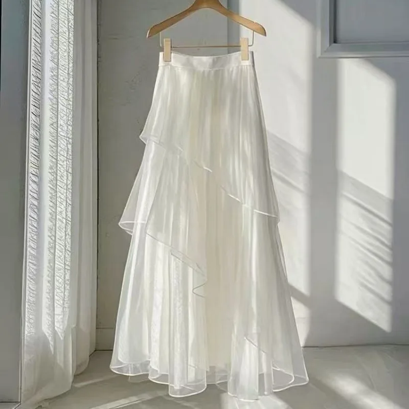 Fashion Style Mesh A-Line Skirt Women's Elegant Design Beautiful Leisure Long Skirt Solid Color Vintage Style Women Clothing
Fashion Style Mesh A-Line Skirt Women's Elegant Design Beautiful Leisure Long Skirt Solid Color Vintage Style Women Clothing
