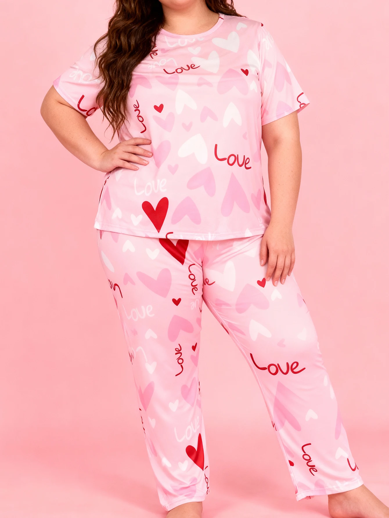 Plus Size Women's Spring Summer Valentine's Day Irregular Heart Print Short Sleeve Top & Pants Pajamas Home Loungewear
Plus Size Women's Spring Summer Valentine's Day Irregular Heart Print Short Sleeve Top & Pants Pajamas Home Loungewear