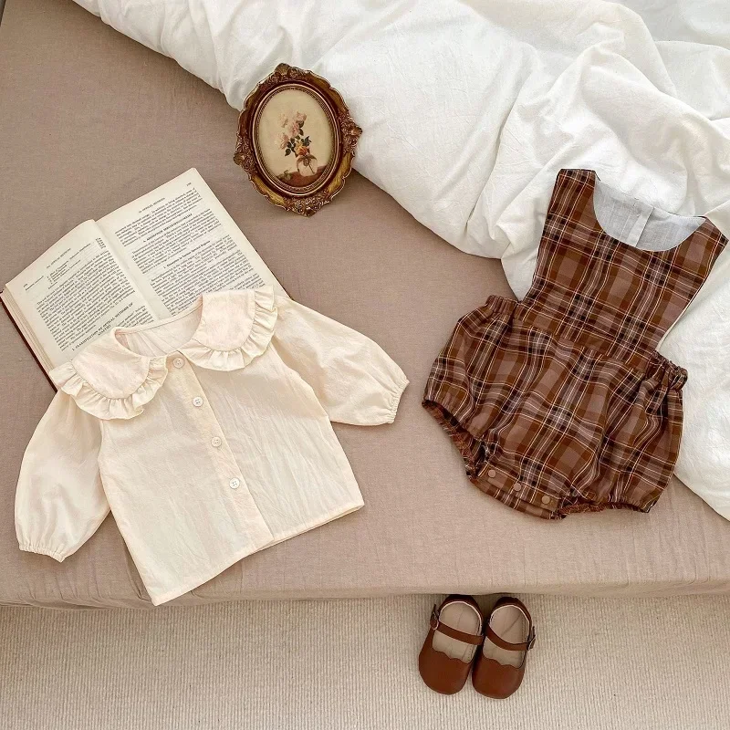 Cute Newborn Baby Girl Clothes Long Sleeve Peter Pan Collar Shirt Tops Plaid Bodysuit Romper Outfits INS Princess Autumn Suit
Cute Newborn Baby Girl Clothes Long Sleeve Peter Pan Collar Shirt Tops Plaid Bodysuit Romper Outfits INS Princess Autumn Suit