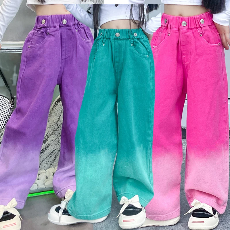 3-14Y Spring Autumn Girls Jeans Teen-agers Fashion Gradient Color Long Style Trousers For Kids Denim Wide Leg Pants
3-14Y Spring Autumn Girls Jeans Teen-agers Fashion Gradient Color Long Style Trousers For Kids Denim Wide Leg Pants