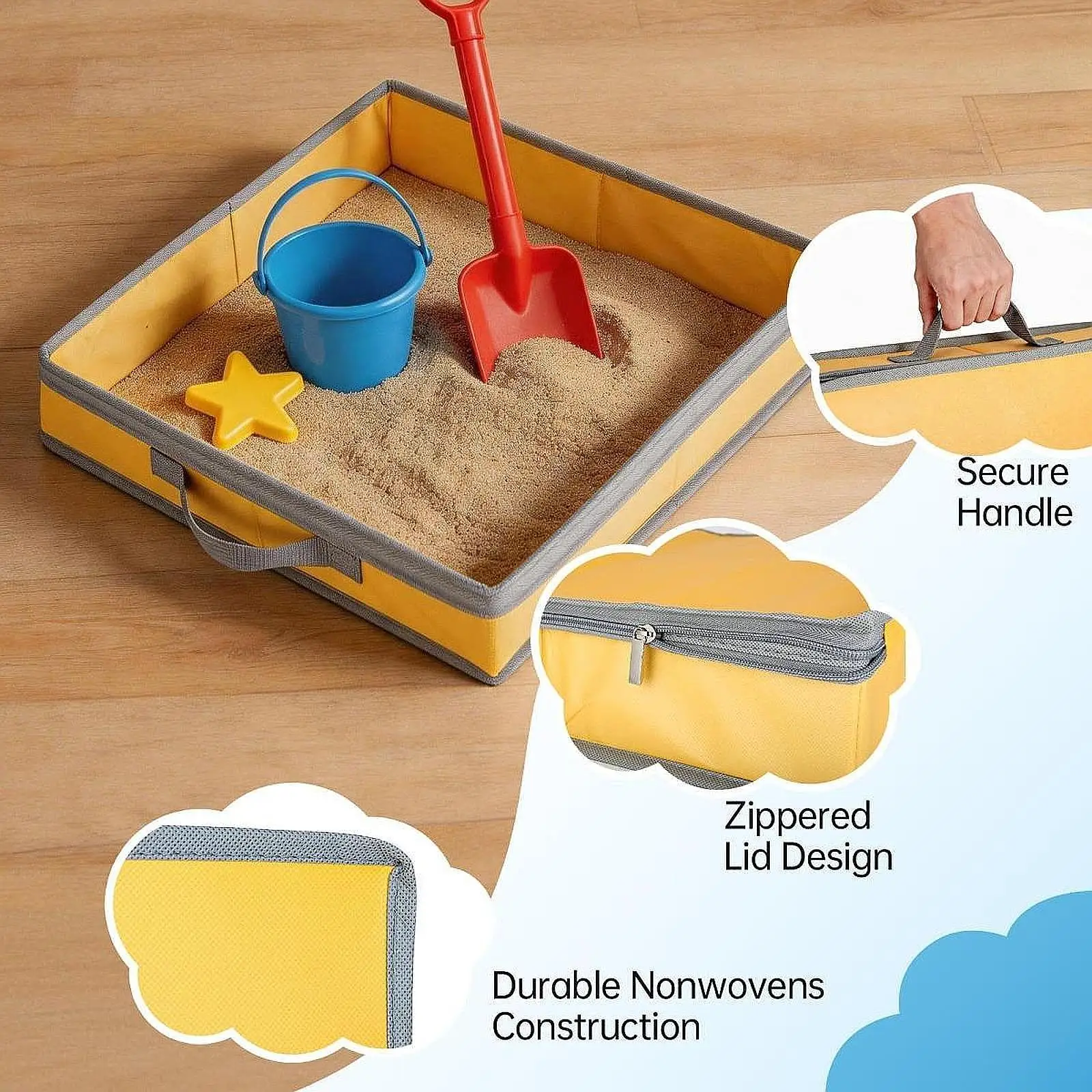 Sand Box Foldable Summer Activity Portable Kids Zipper Closure Large Outdoor Replacement Non Woven Fabric Yellow Accessories Toy
Sand Box Foldable Summer Activity Portable Kids Zipper Closure Large Outdoor Replacement Non Woven Fabric Yellow Accessories Toy