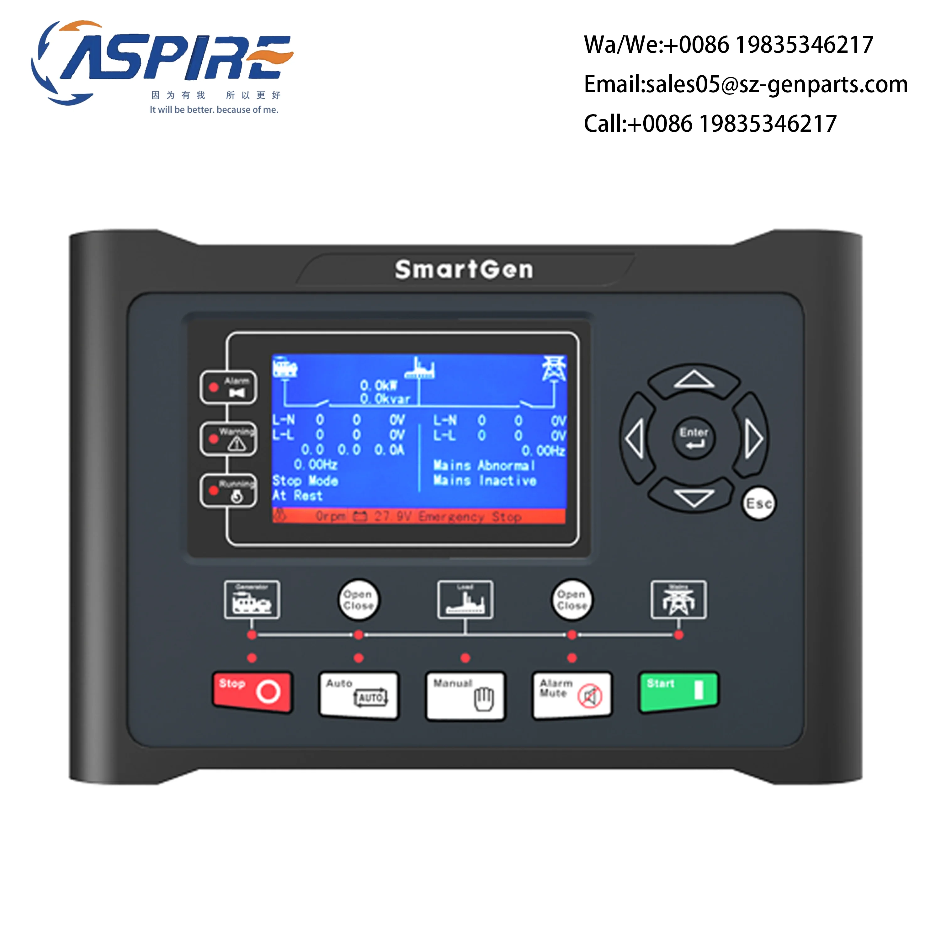 Контроллер генератора SmartGen HGM9620, порт Ethernet, функция расписания, CANBUS, AMF
Контроллер генератора SmartGen HGM9620, порт Ethernet, функция расписания, CANBUS, AMF