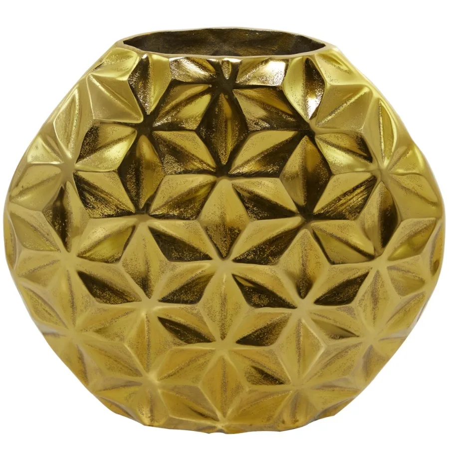 13" Geometric Faceted Gold Aluminum Metal Vase
13" Geometric Faceted Gold Aluminum Metal Vase