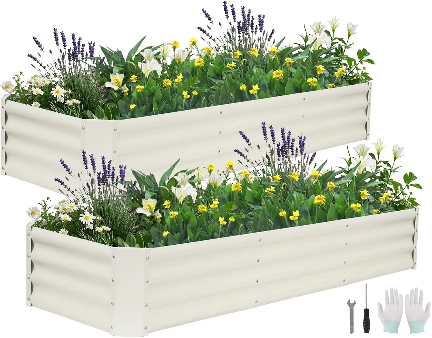 6x2x1ft Galvanized Steel Raised Garden Bed Kit with Bracing Rods & Gloves for Vegetables Fruits Flowers (White, 2 Packs)
6x2x1ft Galvanized Steel Raised Garden Bed Kit with Bracing Rods & Gloves for Vegetables Fruits Flowers (White, 2 Packs)
