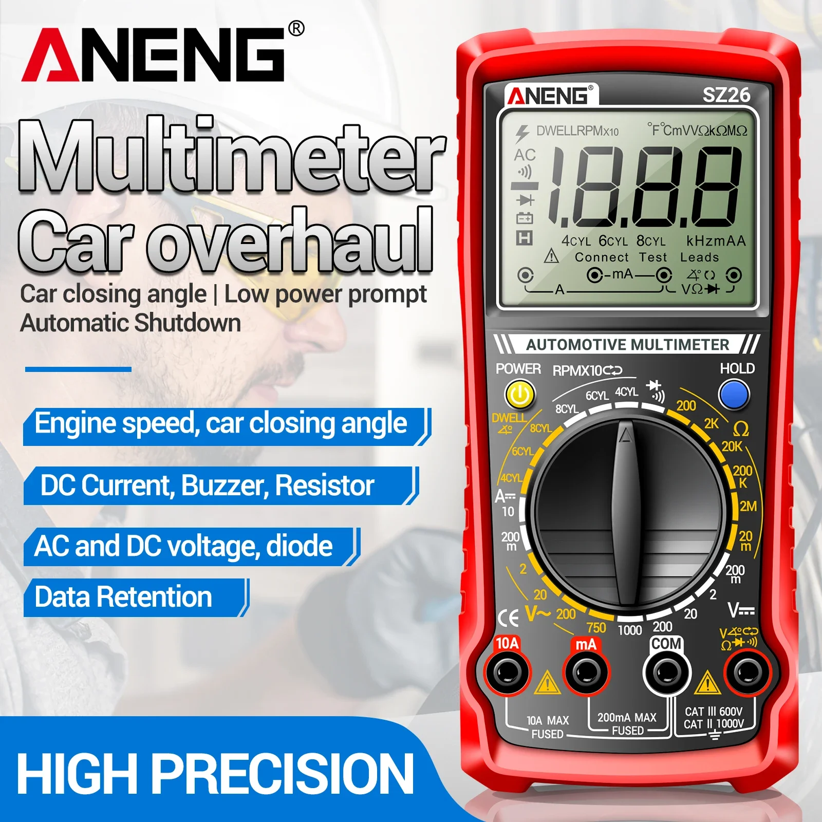 ANENG SZ26 Automotive Repair Multimeter 1999 Counting AC/DC Voltage/Current Resistance Intelligent Anti Fall Maintenance Table
ANENG SZ26 Automotive Repair Multimeter 1999 Counting AC/DC Voltage/Current Resistance Intelligent Anti Fall Maintenance Table