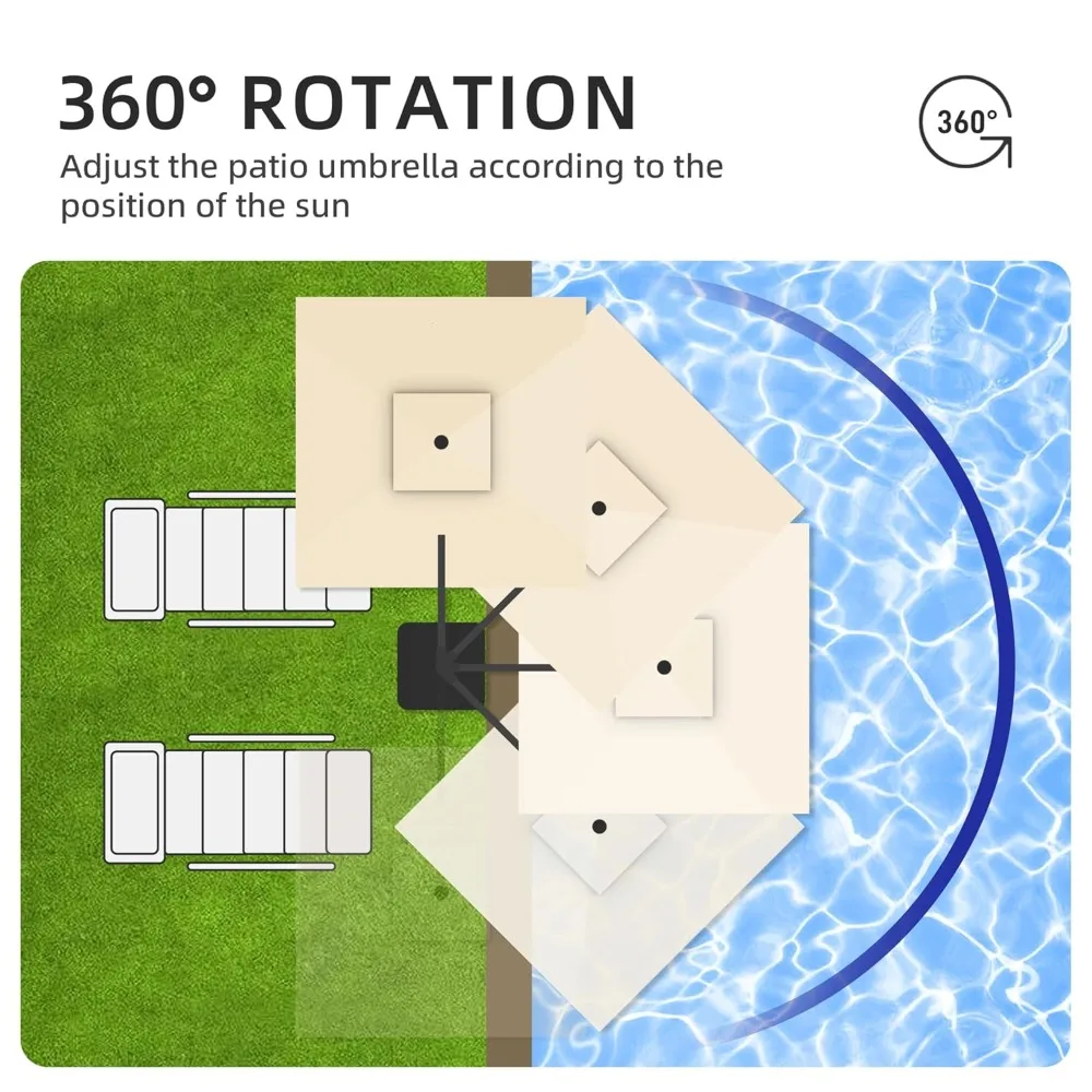 9x9 FT Outdoor Cantilever Patio Umbrella with Base Included and Solar LED Lights, Large Heavy Duty 2-Tier Square, Customized
9x9 FT Outdoor Cantilever Patio Umbrella with Base Included and Solar LED Lights, Large Heavy Duty 2-Tier Square, Customized