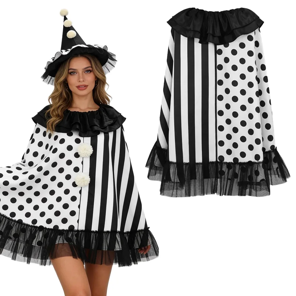 Fantasia 2026 Movie Terrifier Art Clown Cosplay Hat Cape Coat Adult Scary Stage Disfraz Costume Women Halloween Carnival Clothes
Fantasia 2026 Movie Terrifier Art Clown Cosplay Hat Cape Coat Adult Scary Stage Disfraz Costume Women Halloween Carnival Clothes