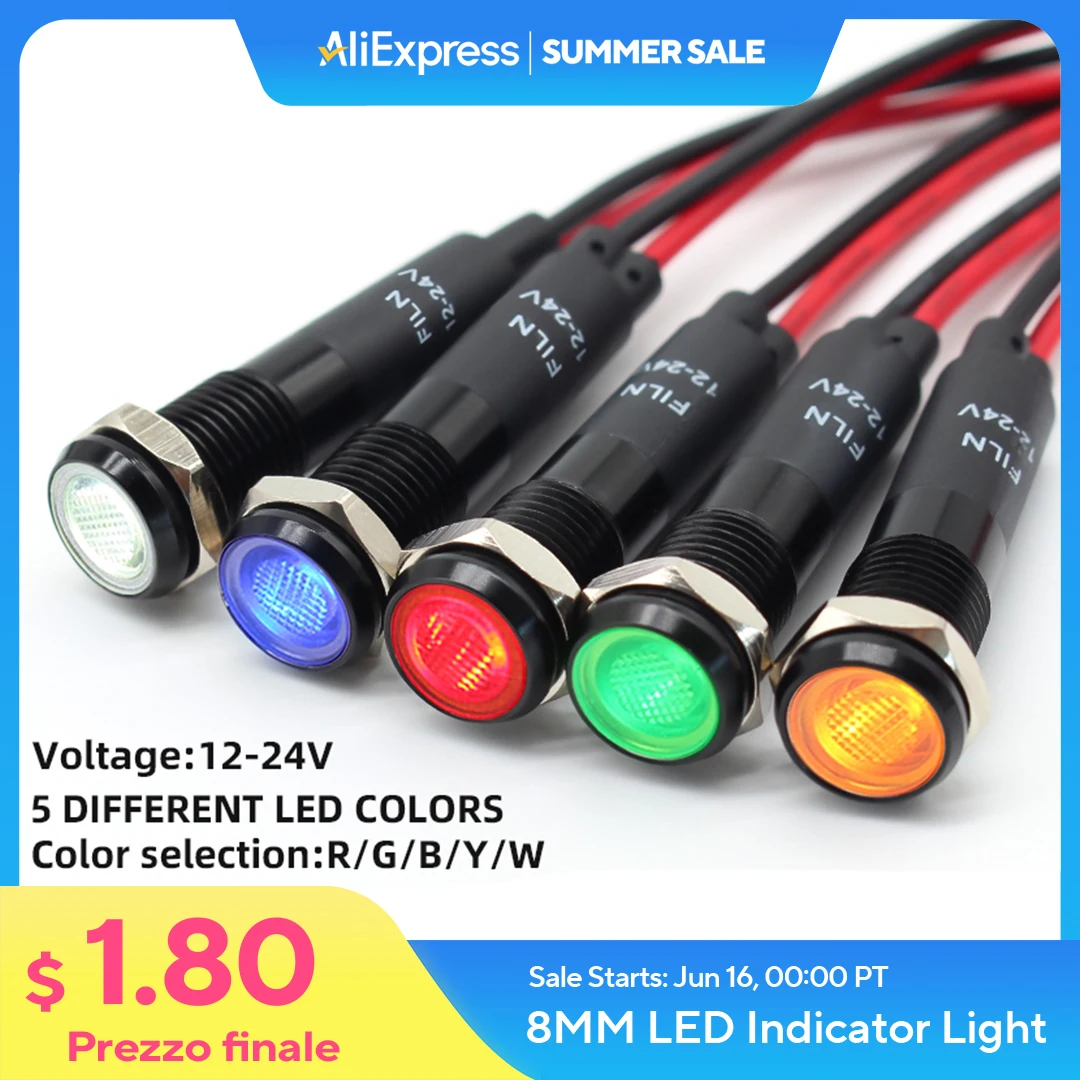 FILN 8mm 12V 24V 110V 220V Black Metal LED Pilot Panel Dash Signal Indicator Warning light 20cm cable Black Finished Car Boat Ma
FILN 8mm 12V 24V 110V 220V Black Metal LED Pilot Panel Dash Signal Indicator Warning light 20cm cable Black Finished Car Boat Ma