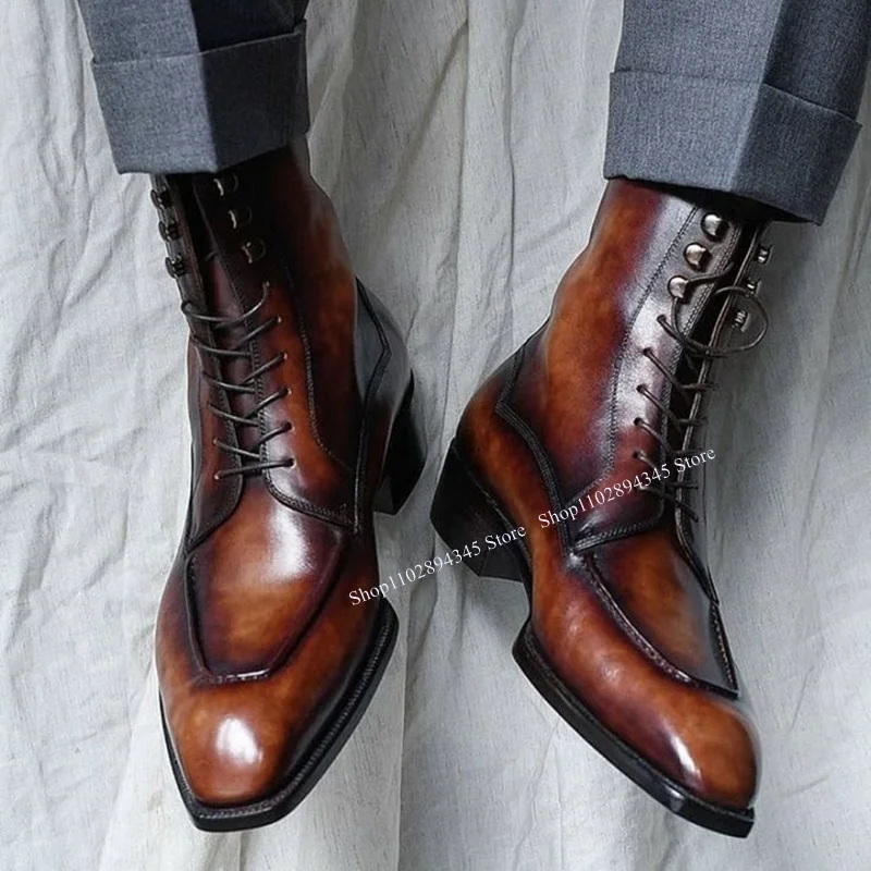 Brown Mid Calf Lace Up Men Shoes Men's Dress Shoes Leather Boots High Quality Party Shoes Fashion Big Size 48 Zapatillas Mujer
Brown Mid Calf Lace Up Men Shoes Men's Dress Shoes Leather Boots High Quality Party Shoes Fashion Big Size 48 Zapatillas Mujer
