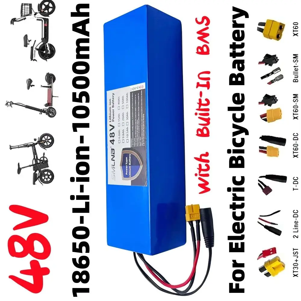 New 48V 10.5Ah Rechargeable Lithium Battery Pack 13S2P lithium-ion battery Power Suitable for 48V Electric Scooters Battery.
New 48V 10.5Ah Rechargeable Lithium Battery Pack 13S2P lithium-ion battery Power Suitable for 48V Electric Scooters Battery.
