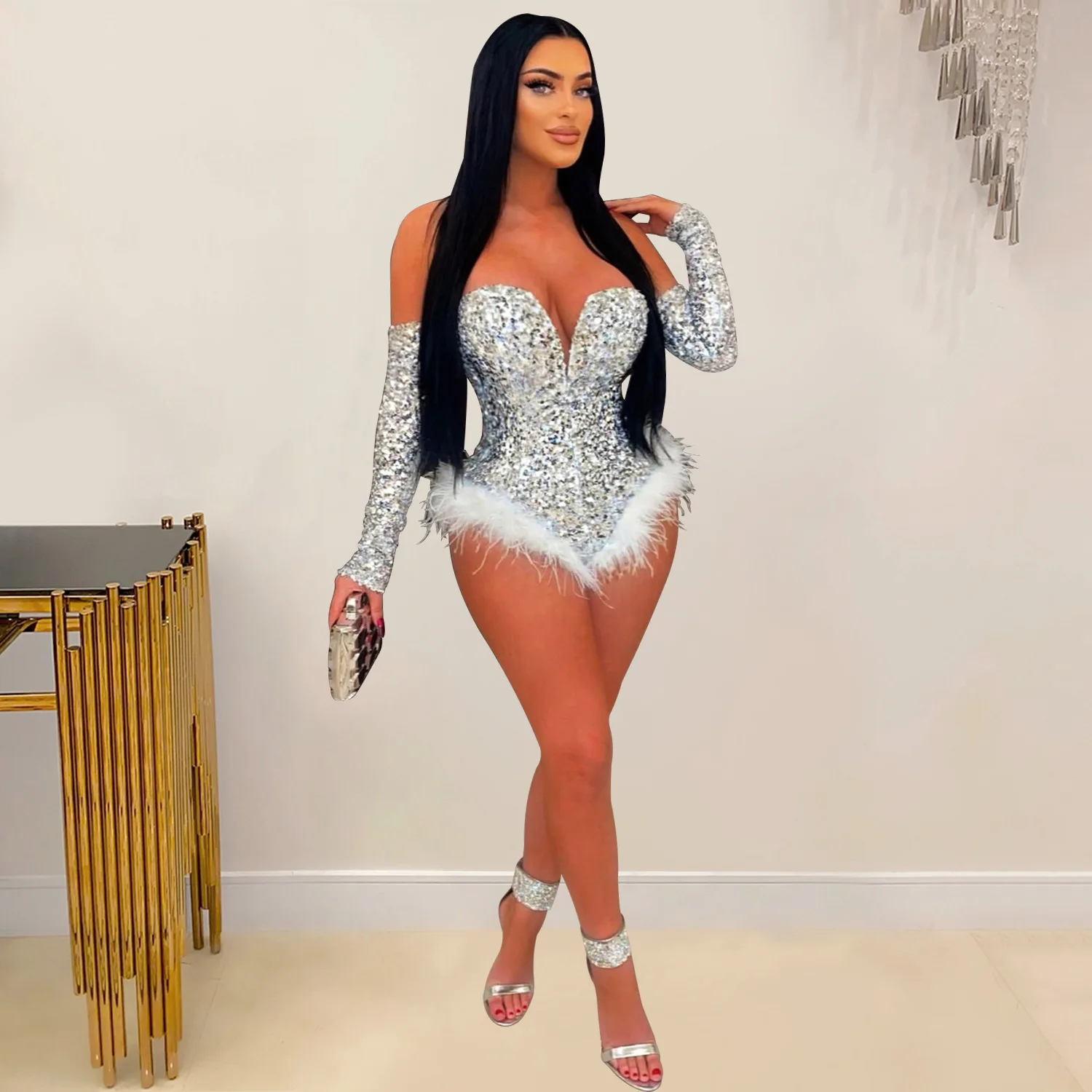 Summer Fashion Women's Clothing Solid Color Sexy Deep V Neck Long Sleeve Jumpsuit Temperament Elegant Style Party Jumpsuits
Summer Fashion Women's Clothing Solid Color Sexy Deep V Neck Long Sleeve Jumpsuit Temperament Elegant Style Party Jumpsuits