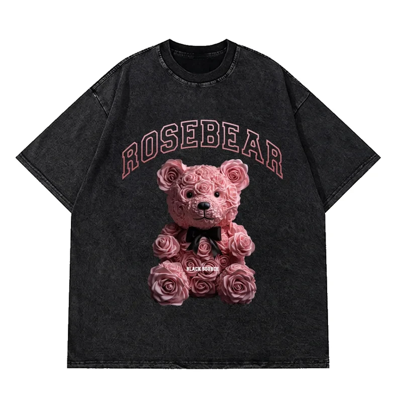 2024 Popular New Style Black Source T-shirt Vintage Distressed T-shirt Pink Rose Bear Print High Quality Current Luxury Brand
2024 Popular New Style Black Source T-shirt Vintage Distressed T-shirt Pink Rose Bear Print High Quality Current Luxury Brand