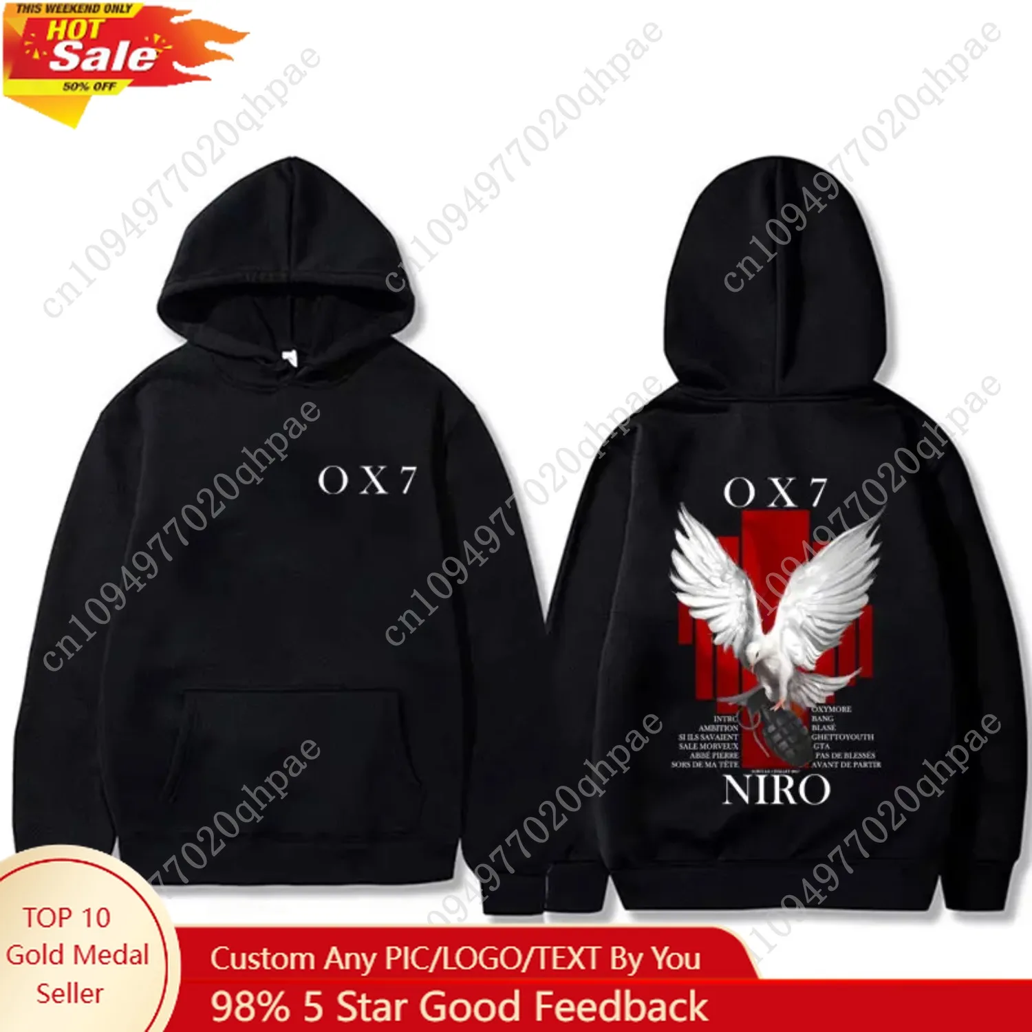 Rapper Niro OX7 graphic hoodie men's hip-hop fashion pop music hoodie casual Vintage sports hoodie
Rapper Niro OX7 graphic hoodie men's hip-hop fashion pop music hoodie casual Vintage sports hoodie