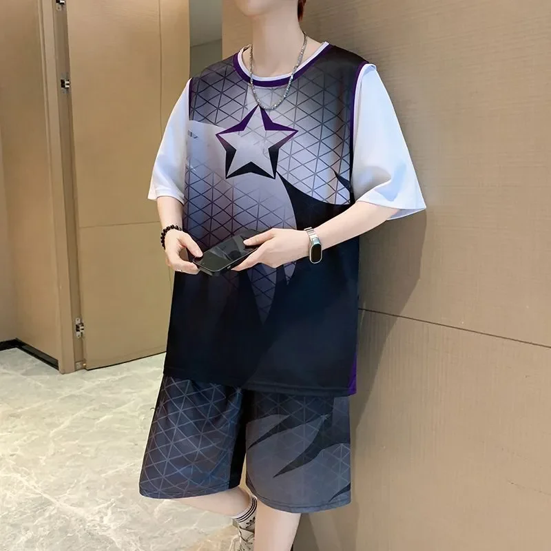 Teen Men Gradient Star Print Fake Two Piece Basketball Two Piece Set Quick Dry Sports Casual Outfit M 5XL
Teen Men Gradient Star Print Fake Two Piece Basketball Two Piece Set Quick Dry Sports Casual Outfit M 5XL
