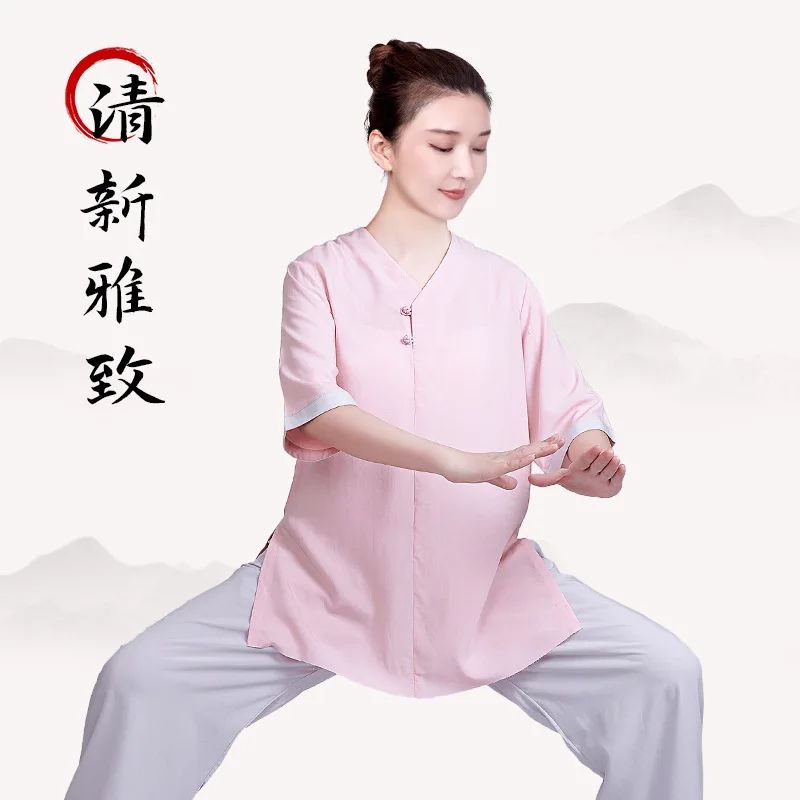 Tai Ji Suit Martial Arts Women Cotton and Linen Shadowboxing Exercise Clothing Summer Short-Sleeved Casual Eight-Section Brocade
Tai Ji Suit Martial Arts Women Cotton and Linen Shadowboxing Exercise Clothing Summer Short-Sleeved Casual Eight-Section Brocade