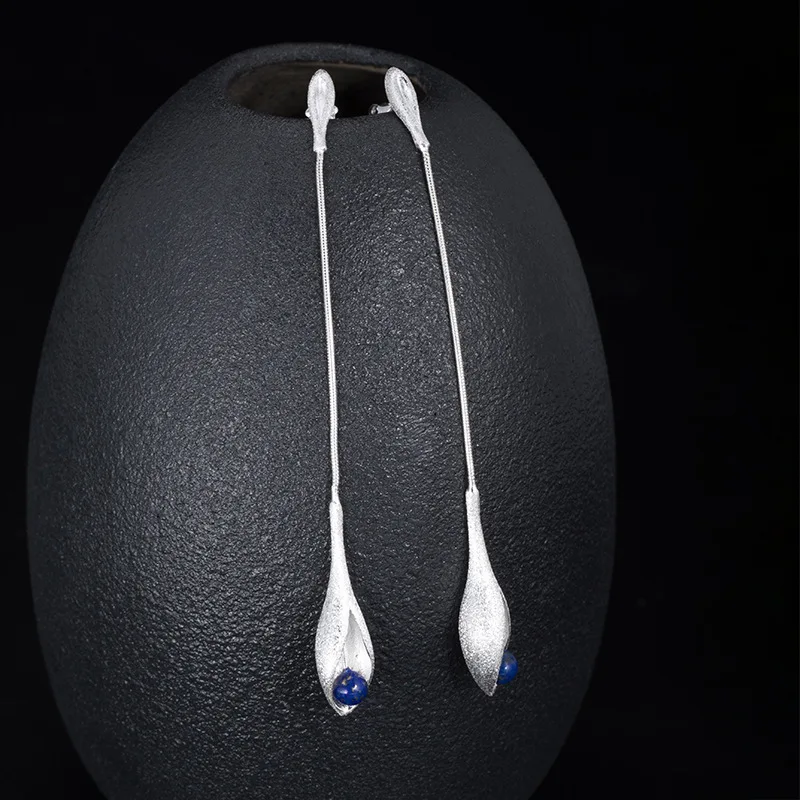 Fashionable And Individual Long Lapis Lazuli Flower Bouquet Earrings, Minimalist Flower Bud Silver Ear Rings S925 Silver Jewelry
Fashionable And Individual Long Lapis Lazuli Flower Bouquet Earrings, Minimalist Flower Bud Silver Ear Rings S925 Silver Jewelry