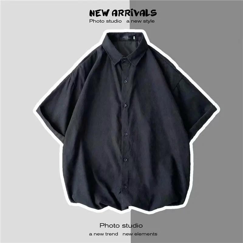 Japanese Style Streetwear Cotton Solid Half Sleeve Shirts Men's Summer Couple Fashion Versatile Oversize Shirt
Japanese Style Streetwear Cotton Solid Half Sleeve Shirts Men's Summer Couple Fashion Versatile Oversize Shirt