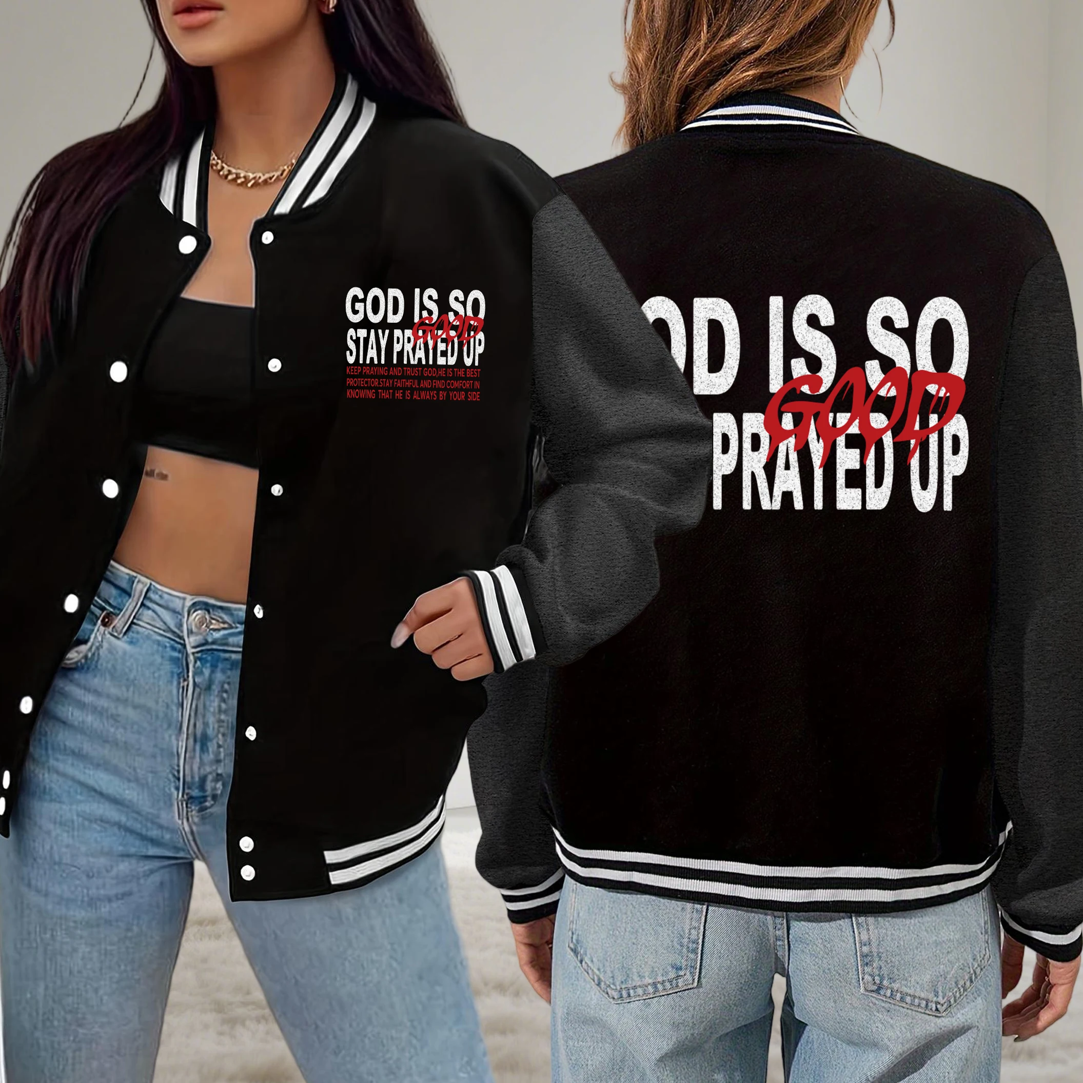 God Is So Good Stay Prayed Up Print Women Baseball Uniform Soft Loose Clothes Casual Fleece Sportswear Autumn Hip Hop Top
God Is So Good Stay Prayed Up Print Women Baseball Uniform Soft Loose Clothes Casual Fleece Sportswear Autumn Hip Hop Top