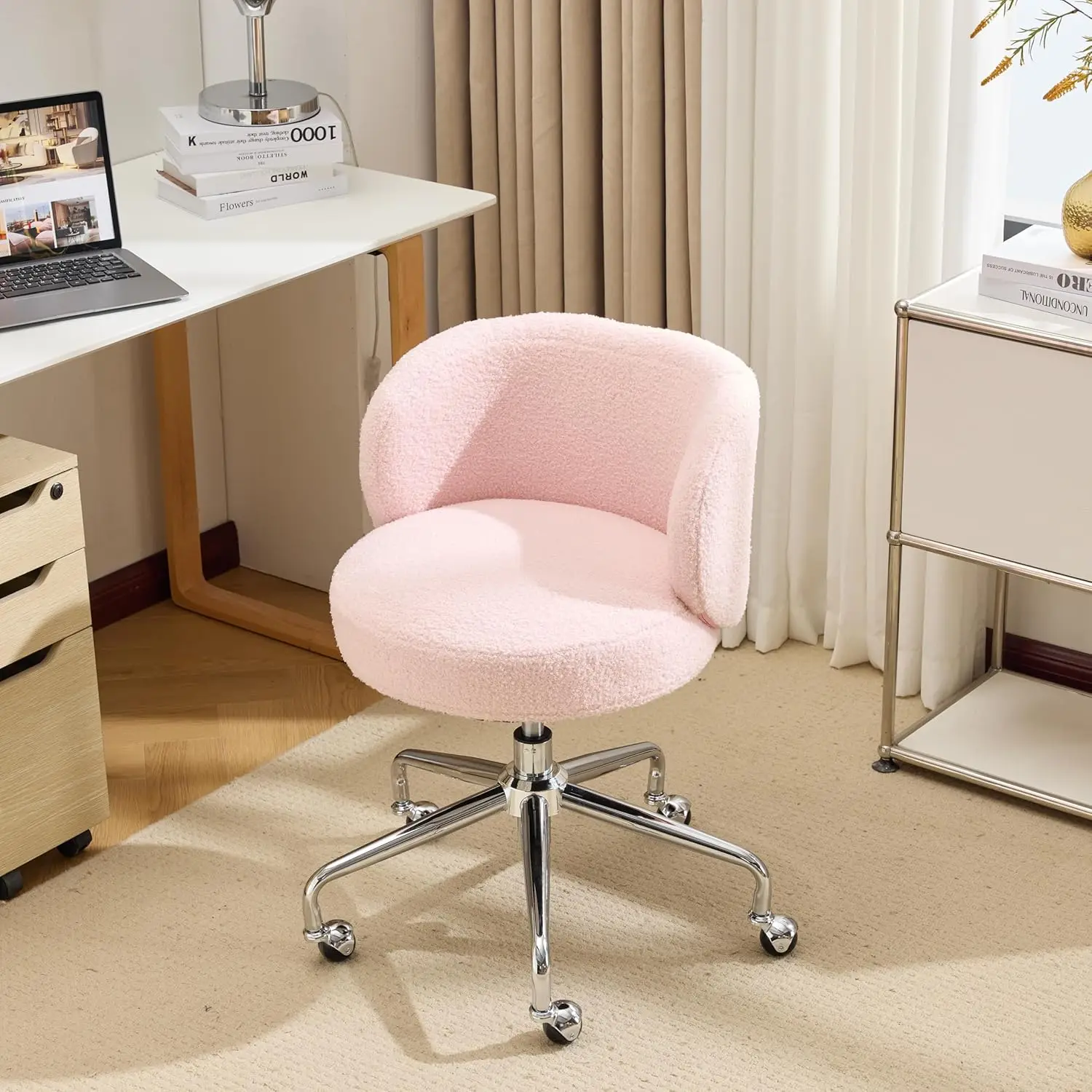 Cute Small Swivel Desk Chair Comfy with Wheels,Ergonomic Low-Back Lumbar Support Vanity Nail Tech Rolling Task, Customized
Cute Small Swivel Desk Chair Comfy with Wheels,Ergonomic Low-Back Lumbar Support Vanity Nail Tech Rolling Task, Customized