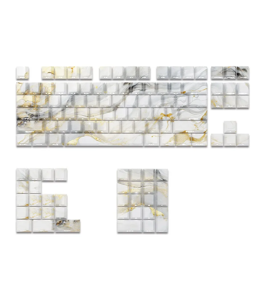 Marble side engraved original light transmission full five-sided heat sublimation PBT small full set of keycap keyboard
Marble side engraved original light transmission full five-sided heat sublimation PBT small full set of keycap keyboard